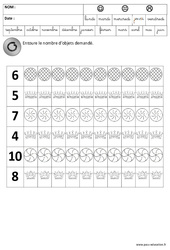 Nombres - Fête des rois - Maternelle – Grande section – GS – Cycle 2 - PDF à imprimer