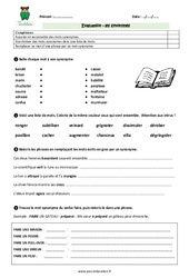 Synonymes - Cm1 - Evaluation - Bilan - PDF à imprimer