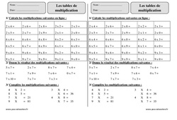 Tables de multiplication – Ce2 – Exercices corrigés – Calcul – Mathématiques – Cycle 3