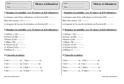 Mètres - Kilomètres - Ce2 - Exercices  avec correction - PDF à imprimer