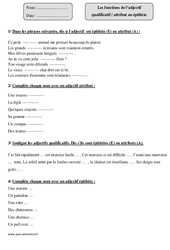 Fonctions - Adjectif qualificatif - Attribut ou épithète – Cm1 – Exercices corrigés - PDF à imprimer