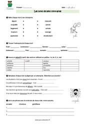 Mots de sens contraire - Cm1 - Exercices  - PDF à imprimer