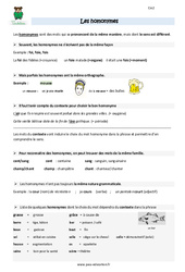 Homonymes - Cm2 - Leçon  - PDF gratuit à imprimer