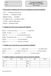 Verbes du 1er et 2ème groupe -  Être et avoir  - Présent de l’indicatif – Cm1 – Exercices corrigés – Conjugaison – Cycle 3 - PDF à imprimer