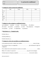 Présent du conditionnel – Cm1 – Exercices corrigés – Conjugaison – Cycle 3 - PDF à imprimer