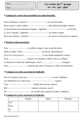 Verbes du 1er groupe en –cer, -ger, -guer – Cm1 – Exercices corrigés – Conjugaison – Cycle 3 - PDF à imprimer