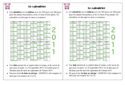 Calendrier – Ce1 - Leçon <small style='color:inherit;'>(téléchargement gratuit)</small>