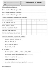 Multiples  d'un nombre - Cm2 – Exercices corrigés – Calcul – Mathématiques – Cycle 3 - PDF à imprimer