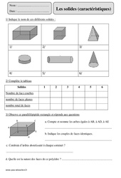 Solides – Cm2 – Exercices corrigés – Géométrie – Mathématiques – Cycle 3 - PDF à imprimer