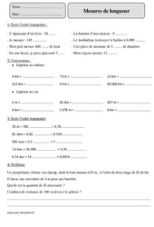 Mesures de longueur – Cm2 – Exercices corrigés – Mesures et Grandeurs – Mathématiques – Cycle 3