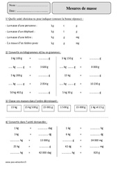 Mesures de masse – Cm2 – Exercices corrigés – Mesures et Grandeurs – Mathématiques – Cycle 3 - PDF à imprimer