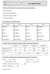 Unités d'aire – Cm2 – Exercices corrigés – Mesures et Grandeurs – Mathématiques – Cycle 3 - PDF à imprimer