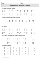 Comparer et ranger les fractions – Cm1 – Exercices corrigés – Numération – Mathématiques – Cycle 3