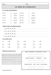 Tables de multiplication – Cm1 – Exercices corrigés – Calcul – Mathématiques – Cycle 3