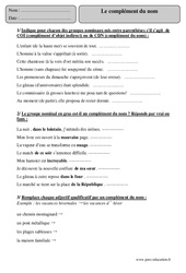 Complément du nom - Cm2 – Exercices corrigés – Grammaire – Cycle 3 - PDF à imprimer
