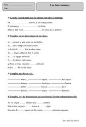 Déterminants - Cm2 – Exercices corrigés – Grammaire – Cycle 3