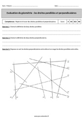Droites parallèles et perpendiculaires - Cm2 - Evaluation - Bilan