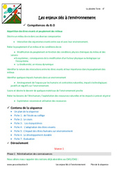 Enjeux liés à l’environnement - 6ème - Fiche de préparation - PDF à imprimer