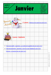 Calendrier pédagogique pour le cycle 2 et 3 - Janvier - Février - PDF à imprimer