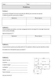 Aires – Problèmes mesures – Cm1 – Exercices corrigés – Mathématiques – Cycle 3 - PDF à imprimer