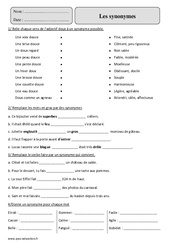Synonymes – Cm2 – Exercices corrigés – Vocabulaire – Cycle 3 - PDF à imprimer
