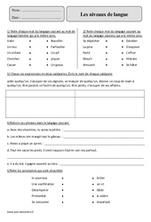 Niveaux de langue – Cm2 – Exercices corrigés – Vocabulaire – Cycle 3 - PDF à imprimer
