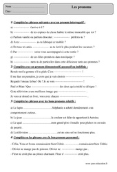 Pronoms – Cm2 – Exercices corrigés – Grammaire - PDF à imprimer