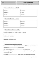 Pluriel des noms  en –eu , -eau , -au – Cm2 – Exercices corrigés – Orthographe – Cycle 3 - PDF à imprimer