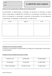 Pluriel des noms composés – Cm2 – Exercices corrigés – Orthographe – Cycle 3 - PDF à imprimer