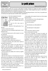 Le petit prince - Saint Exupéry - Arts du langage – Cm2 – Histoire des arts – XXème siècle – Cycle 3 - PDF à imprimer