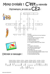 Rentrée - Mots croisés - CE2 - Jeux éducatifs - Cycle 3 - PDF à imprimer