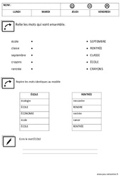Relier les mots dans des écritures différentes – Lecture -  Moyenne section – Cycle 1 - PDF à imprimer