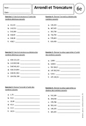 Arrondi - Troncature - Exercices corrigés - 6ème - Nombres décimaux - PDF à imprimer