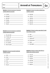 Troncature - Arrondi - 6ème - Exercices corrigés - Nombres décimaux - PDF à imprimer