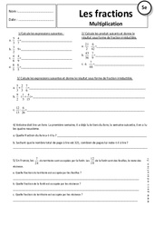 Multiplication - Fraction - Exercices corrigés - 5ème