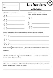 Multiplication - Fraction - 5ème - Exercices corrigés - PDF à imprimer