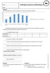 Statistiques - Moyennes arithmétiques - 4ème - Exercices corrigés - PDF à imprimer