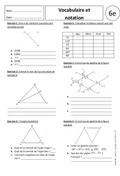 Vocabulaire - Notation - Angles - 6ème - Exercices corrigés - PDF à imprimer