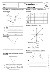Vocabulaire - Notation - Angles - Exercices corrigés - 6ème - PDF à imprimer