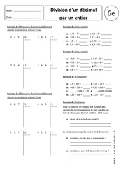 Division d'un décimal par un entier - 6ème - Exercices corrigés - Divisions - PDF à imprimer