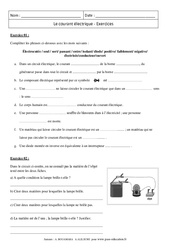 Courant électrique – Exercices corrigés – 5ème – Physique – Chimie – Collège - PDF à imprimer
