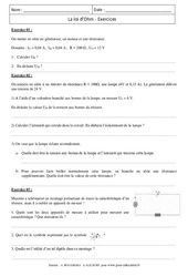 Loi d'Ohm – Exercices corrigés – 4ème – Physique – Chimie – Collège - PDF à imprimer