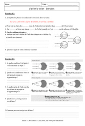 Œil - Vision – Exercices corrigés – 4ème – Physique – Chimie – Collège - PDF à imprimer