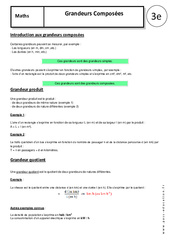 Grandeurs composées - 3ème - Cours - Aires et volumes - PDF à imprimer