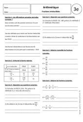 Fractions irréductibles - 3ème - Exercices corrigés - Arithmétique - Brevet des collèges - PDF à imprimer