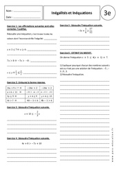 Inégalités - Inéquations - 3ème - Exercices corrigés - PDF à imprimer