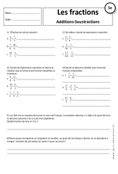 Additions - Opérations sur les fractions - Exercices corrigés - 5ème
