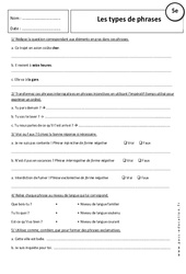Types de phrases - 5ème - Exercices corrigés - Grammaire - Français - Collège - PDF à imprimer