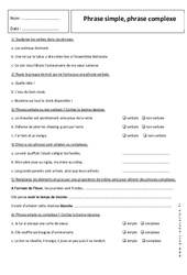 Phrase simple - Phrase complexe – 5ème – Exercices corrigés – Grammaire – Français – Collège - PDF à imprimer