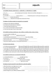 Adjectif – Exercices corrigés - 5ème - PDF à imprimer